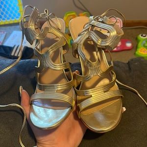 Size 10 Gold Heels - worn once